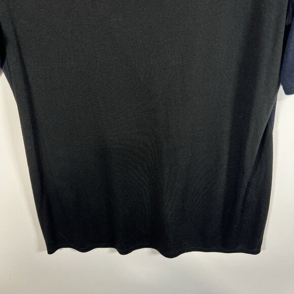 Vince stretch black navy blue V-neck Stretch tunic knit blouse Women’s size S - Picture 10 of 10